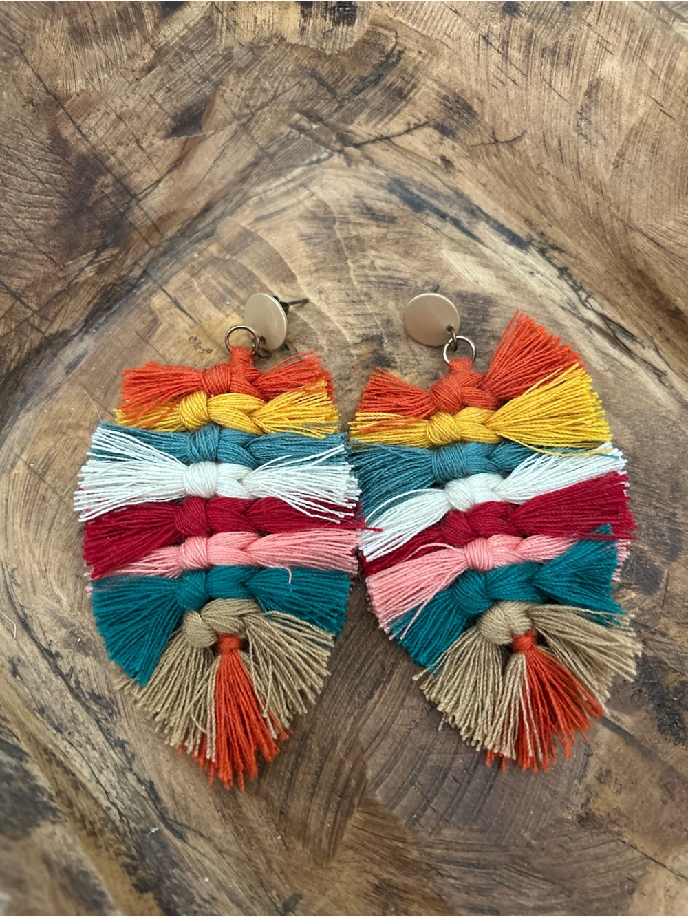 Multicolor Tassel Leaf Earrings - Vibrant Boho Statement